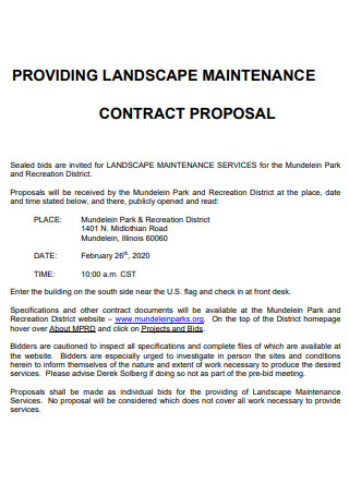 Providing Landscape Maintenance Contract Proposal