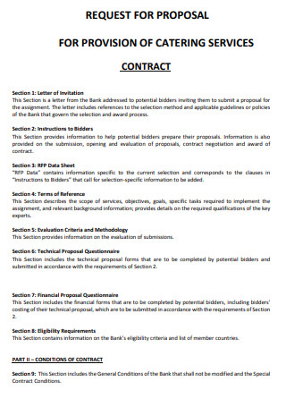 Provision Catering Contract Proposal