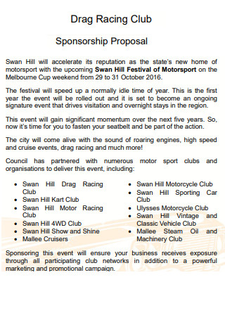 Racing Club Sponsorship Proposal