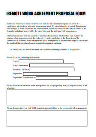 Remote Work Agreement Proposal Form