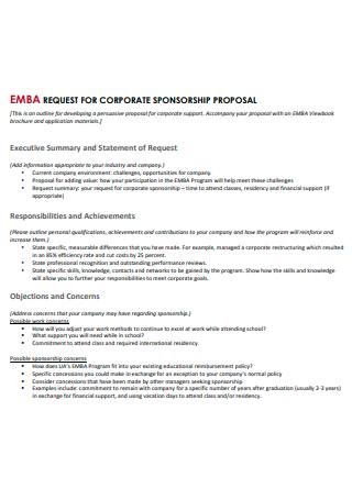 Request For Corporate Sponsorship Proposal
