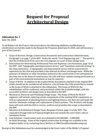 Request for Proposal Architectural Design