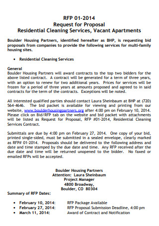 Residential Cleaning Bid Proposal