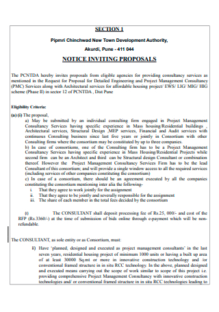 Residential Construction Notice Inviting Proposal