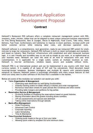 Restaurant Application Contract Proposal