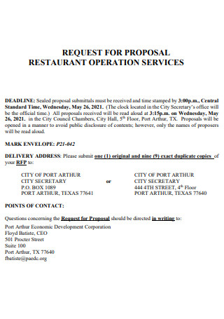 Restaurant Operation Service Proposal