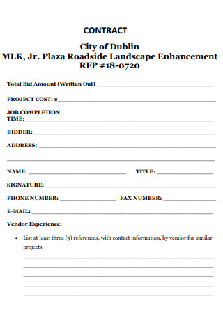 Roadside Landscape Contract Proposal
