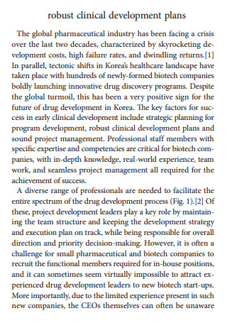 Robust Clinical Development Plan