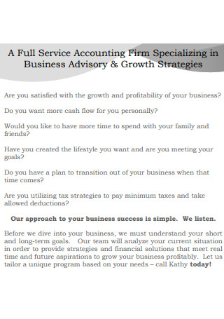 Sample Accountancy Firm Business Plan