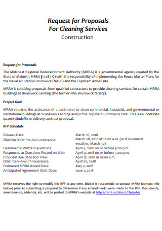 Sample Construction Cleaning Proposal