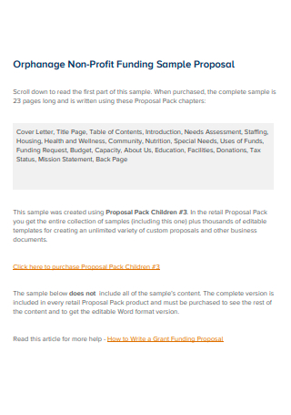 Sample Non Profit Grant Proposal