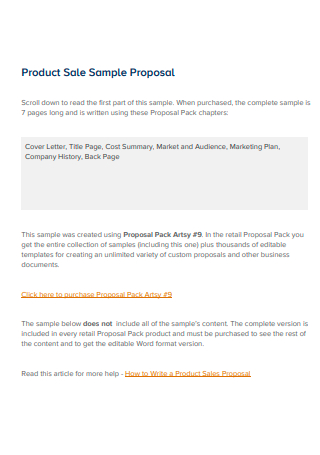 Sample Product Sales Proposal