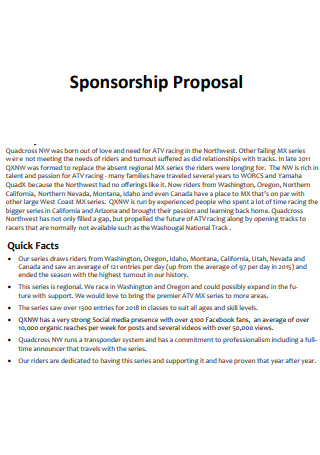 Sample Racing Sponsorship Proposal