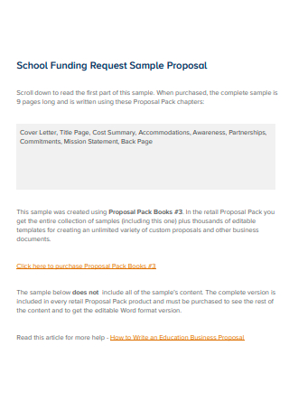 Sample School Funding Proposal