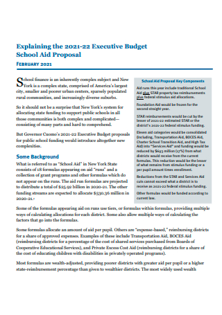 School Aid Executive Budget Proposal