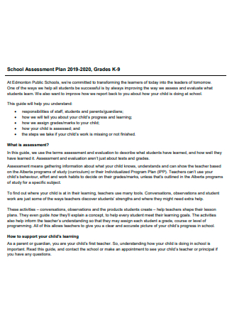 School Assessment Plan in PDF