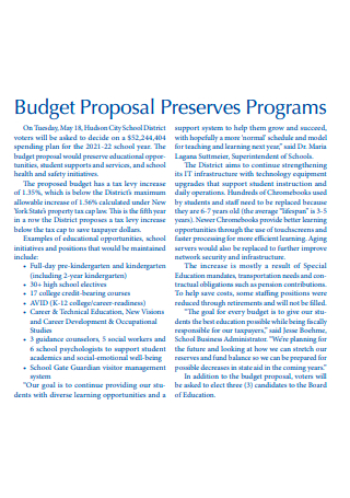 School Budget Proposal in PDF