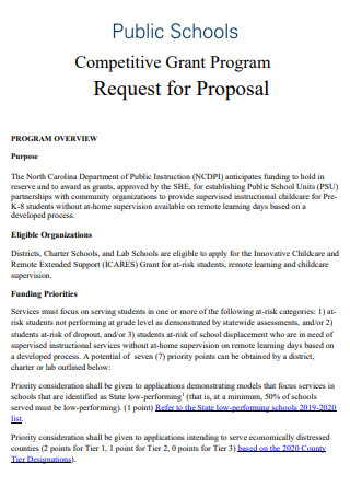 School Competitive Grant Program Proposal