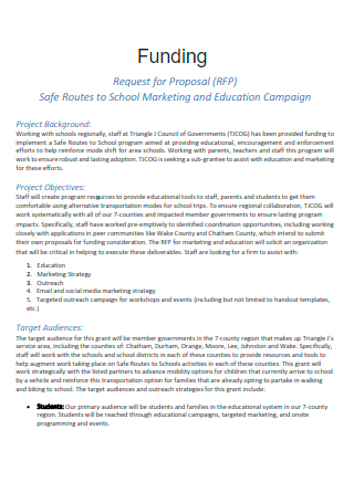 School Marketing and Education Campaign Funding Proposal