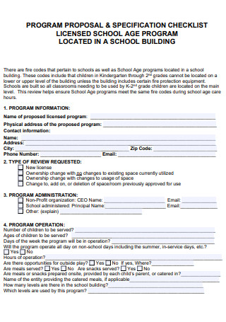 School Program Proposal Checklist