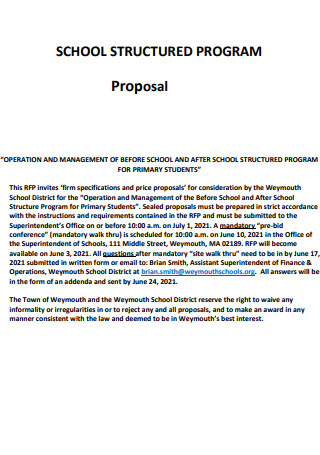 School Structured Program Proposal