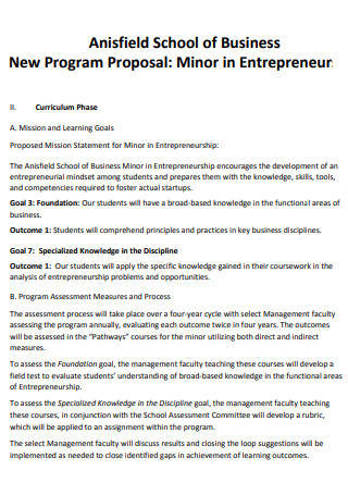 School of Business Program Proposal
