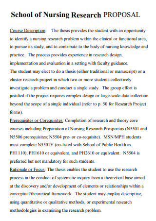School of Nursing Research Proposal