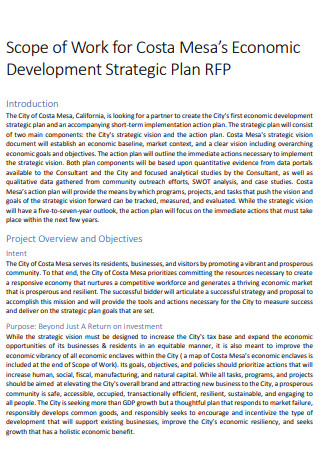 Scope of Work for Development Strategic Plan