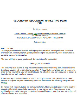 Secondary Education Marketing Plan