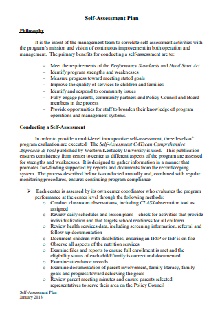 Self Assessment Plan in PDF