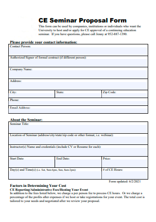 Seminar Event Proposal Form