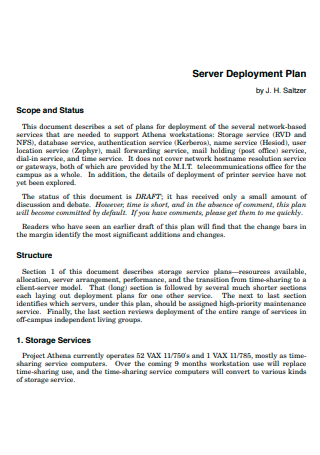 Server Deployment Plan