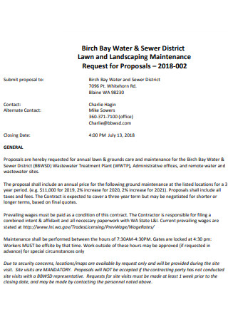 Sewer District Lawn and Landscaping Maintenance Proposal 