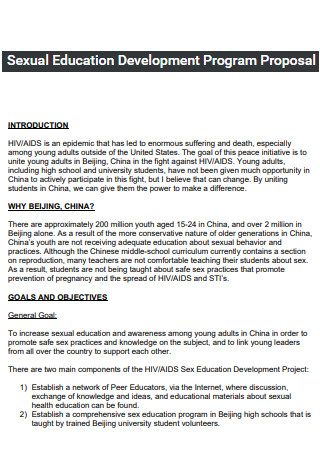 Sexual Education Development Program Proposal