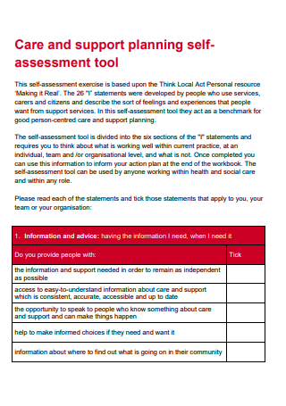 Simple Self Assessment Planning