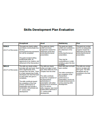 Skills Development Plan Evaluation