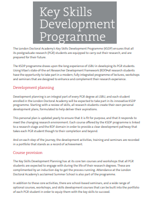 Skills Development Programme Plan