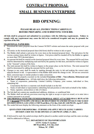 Small Business Bid Contract Proposal