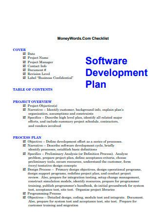 Software Development Plan Checklist