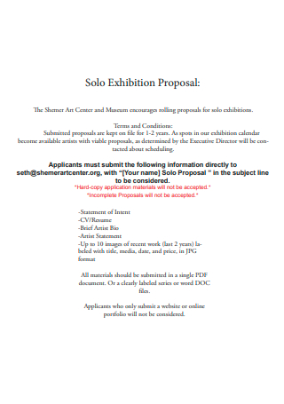 Solo Exhibition Proposal