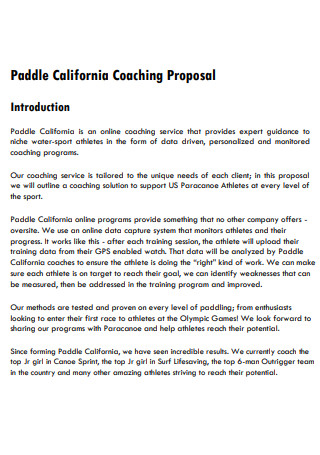 Sports Coaching Proposal Example