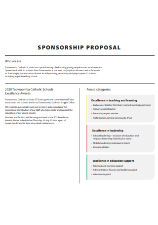 Standard School Sponsorship Proposal