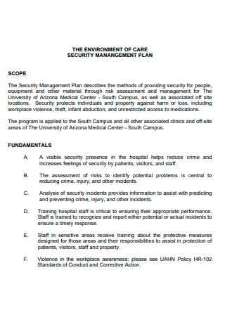 Standard Security Management Plan