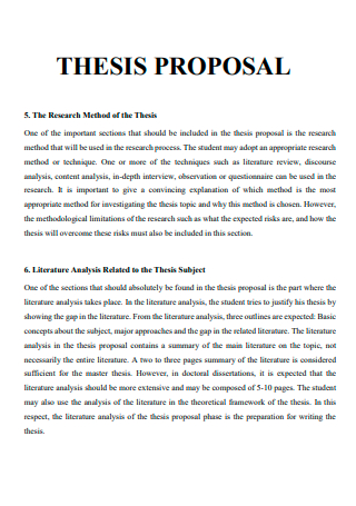 Standard Thesis Research Proposal