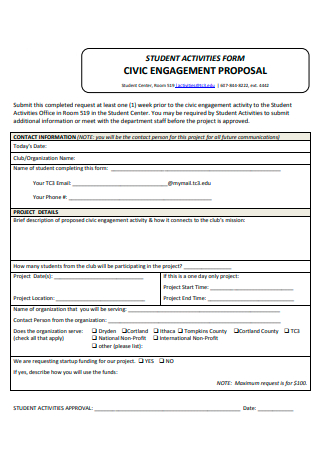 Student Activities Form Civic Engagement Proposal