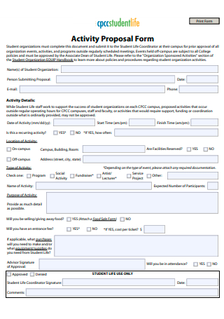 Student Activity Proposal Form