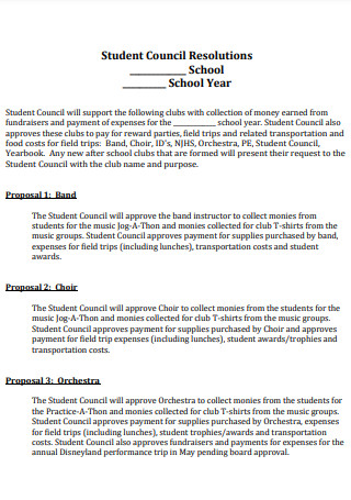 Student Council Resolutions Proposal