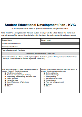 Student Educational Development Plan
