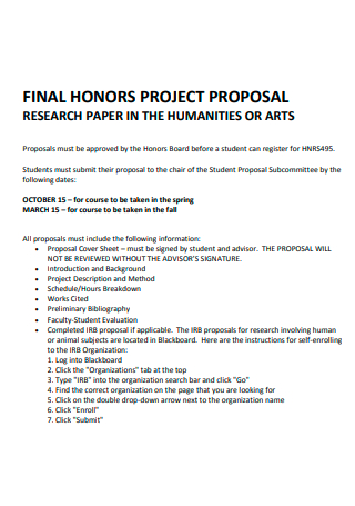 Student Final Honors Project Proposal