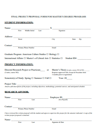 Student Final Project Proposal Form